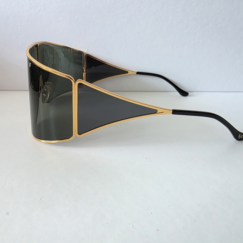 Vintage Frames Co Oversized Shield Sunglasses VF Logo Sample New - Picture 5 of 5